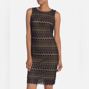 NWOT! T Tahari Boatneck Black Lace Dress with Nude Lining -Size 4💛